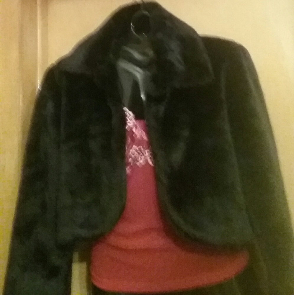 NWT BLACK PARIS BLUES BOLERO FAUX FUR JACKET  XL